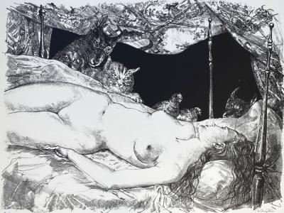 Léonard Tsuguharu FOUJITA - Le rêve, c.1947 - Lithographie originale signée au crayon 2