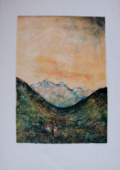 Bernard GANTNER - Mont ensoleillé - Aquatinte signée au crayon 2