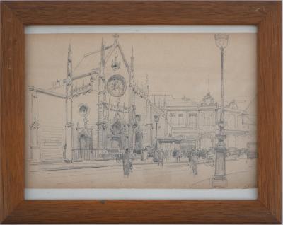Eugène GALIEN - LALOUE - Eglise gothique - Dessin 2