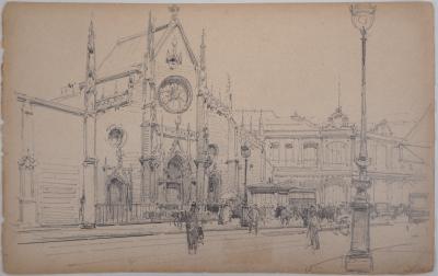 Eugène GALIEN - LALOUE - Eglise gothique - Dessin 2