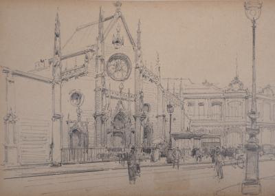 Eugène GALIEN - LALOUE - Eglise gothique - Dessin 2