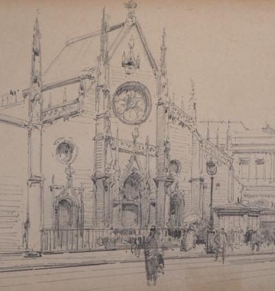 Eugène GALIEN - LALOUE - Eglise gothique - Dessin 2