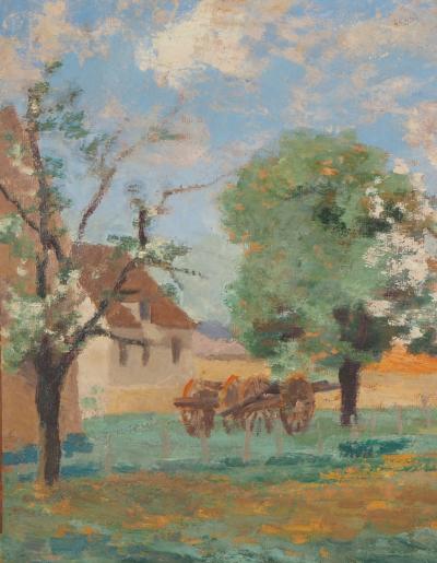 Edmond SIGRIST - Farmyard in spring - Signed oil on canvas 2