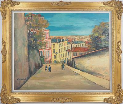 Elisée MACLET - Dans les rues de Montmartre - Huile sur panneau, Signé 2