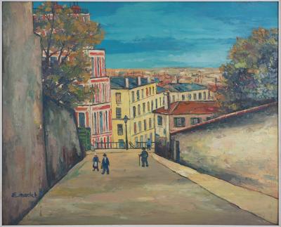 Elisée MACLET - Dans les rues de Montmartre - Huile sur panneau, Signé 2