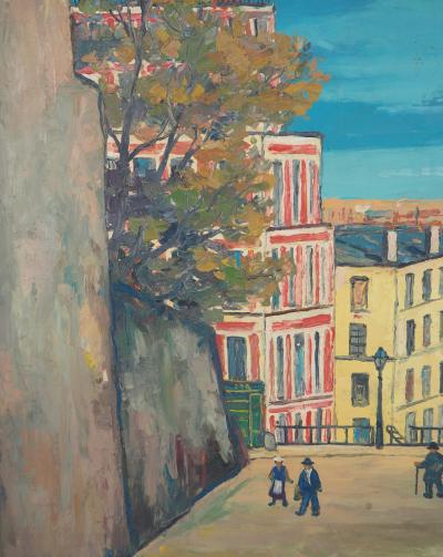 Elisée MACLET - Dans les rues de Montmartre - Huile sur panneau, Signé 2