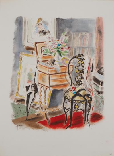 André DIGNIMONT - Couture, La table à ouvrage, 1946 - Lithographie originale signée 2