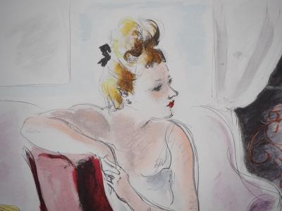 André DIGNIMONT - Jeune femme en négligé de soie - Lithographie originale signée 2