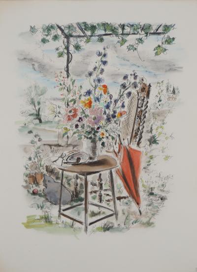 André DIGNIMONT - Grand bouquet sous la tonnelle , 1946 - Lithographie originale 2