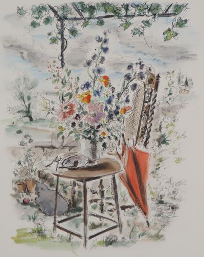 André DIGNIMONT - Grand bouquet sous la tonnelle , 1946 - Lithographie originale 2