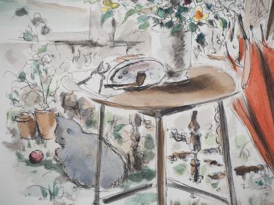 André DIGNIMONT - Grand bouquet sous la tonnelle , 1946 - Lithographie originale 2