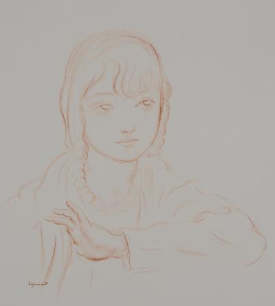 André DIGNIMONT - Petite fille prenant la pause, 1946 - Lithographie originale signée 2