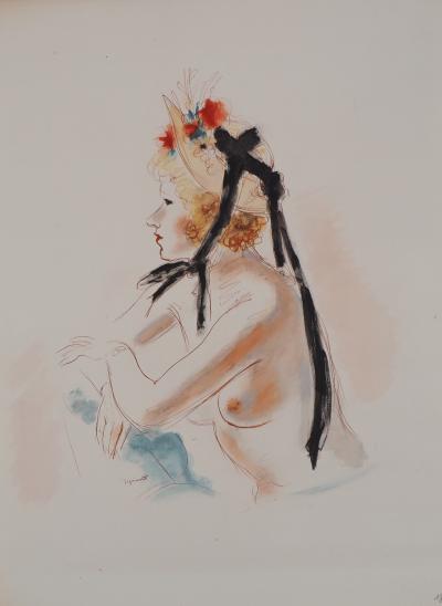 André Dignimont - Nu accoudé, 1946 - Lithographie originale signée 2