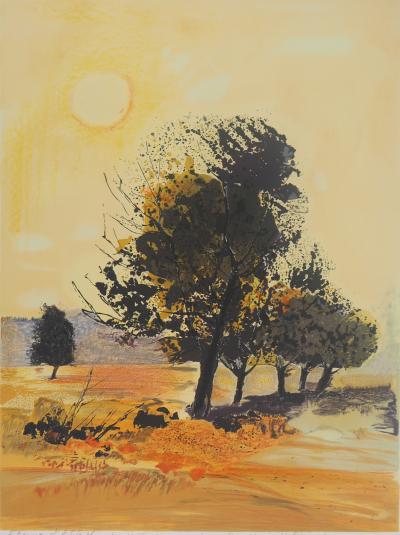 Michel JOUENNE : Champs de Provence - Lithographie originale signée 2
