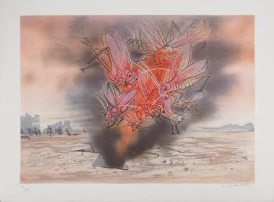 Roger CHAPELAIN-MIDY - L’invasion des criquets -  Lithographie originale signée 2