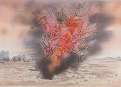 Roger CHAPELAIN-MIDY - L’invasion des criquets -  Lithographie originale signée 2