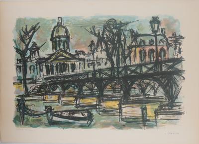 Maurice VERDIER - Paris, Académie et Pont des Arts - Lithographie originale signée 2
