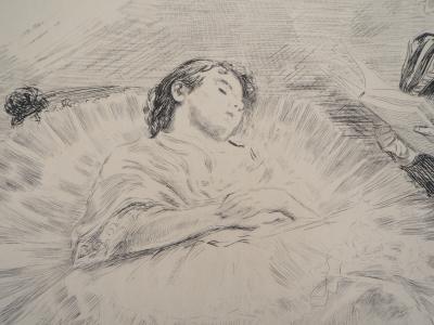 Paul Renouard - Ballerine endormie, 1893 - Gravure originale signée au crayon 2