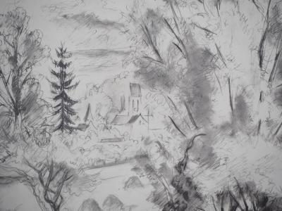 André DIGNIMONT - Paysage de Normandie, 1946 - Lithographie originale signée 2