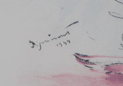 André DIGNIMONT - Actrice dans sa loge, 1946 - Lithographie originale signée 2
