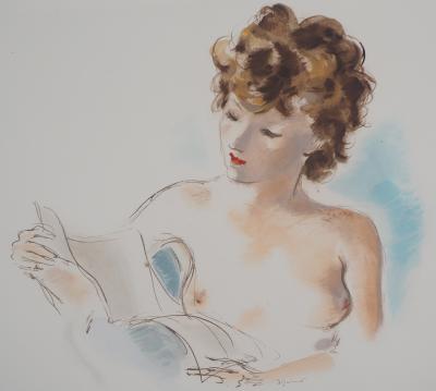 André DIGNIMONT - Modèle lisant,  1946 - Lithographie originale signée 2