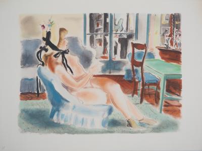 André DIGNIMONT - Nu à la cigarette, 1946 - Lithographie originale signée 2