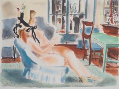 André DIGNIMONT - Nu à la cigarette, 1946 - Lithographie originale signée 2