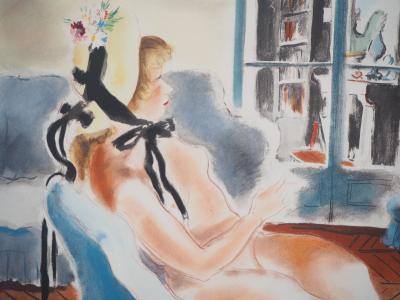 André DIGNIMONT - Nu à la cigarette, 1946 - Lithographie originale signée 2