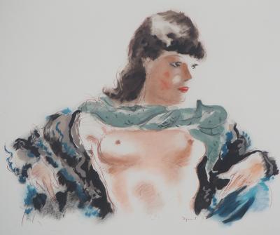 André DIGNIMONT - Modèle au foulard vert, 1946 - Lithographie originale signée 2