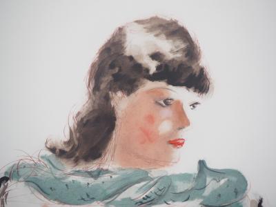 André DIGNIMONT - Modèle au foulard vert, 1946 - Lithographie originale signée 2