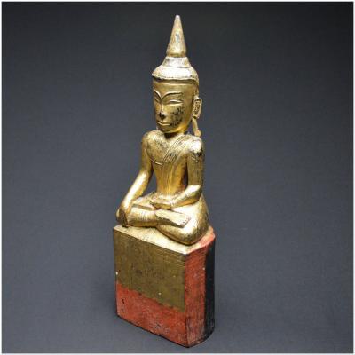 Gilt Teak Burmese Shan Buddha - Early 19th Century