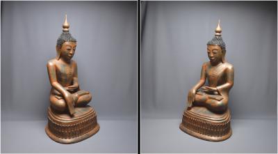 Birmanie - Bouddha Maravijaya en laque sec,  XVIIIème - XIXème siècle, Grand 2