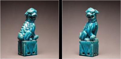 Chine, Dynastie Qing - Lion bouddhique en céramique vernissée à glaçure craquelée, XIXème siècle 2