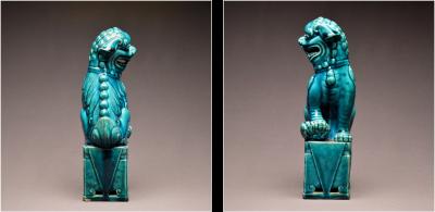 Chine, Dynastie Qing - Lion bouddhique en céramique vernissée à glaçure craquelée, XIXème siècle 2