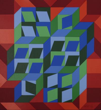 Victor VASARELY - Composition cinétique, 1978 - Collage original - Signé à la main 2