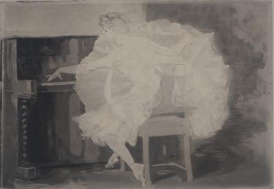 Paul Renouard - Danseuse au piano, 1893 - Gravure originale signée 2