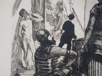 Paul Renouard - L’Opéra : Escalier pendant Aida, 1893 - Gravure originale signée au crayon 2