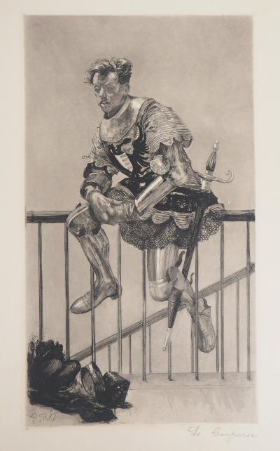Paul Renouard - Chevalier au repos, 1893 - Gravure originale signée au crayon 2