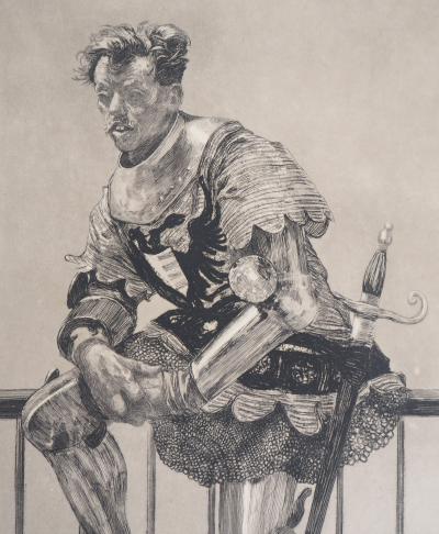 Paul Renouard - Chevalier au repos, 1893 - Gravure originale signée au crayon 2
