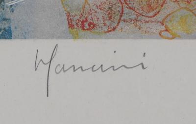 Claude Mancini - Bouquet au vase blanc - Lithographie originale signée 2