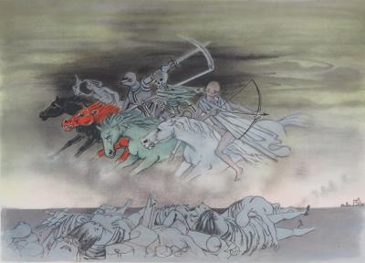 Roger CHAPELAIN-MIDY - Saint Jean : Les quatre cavaliers de l’Apocalypse - Lithographie originale signée 2