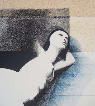 Michel MATHONNAT - Femme lascive - Lithographie originale signée 2