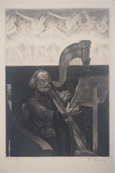 Paul Renouard - The Opera: The Harpist, 1893 - Original etching signed in pencil 2
