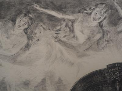 Paul Renouard - The Opera: The Harpist, 1893 - Original etching signed in pencil 2