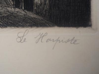 Paul Renouard - The Opera: The Harpist, 1893 - Original etching signed in pencil 2