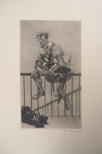 Paul Renouard - Chevalier au repos, 1893 - Gravure originale signée au crayon 2