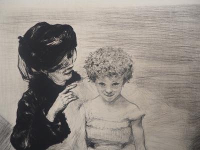 Paul Renouard - Danseuse avec sa mère, 1893 - Gravure originale signée au crayon 2