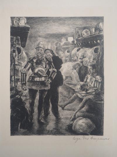 Paul Renouard - Acteurs au repos, 1893 - Gravure originale signée au crayon 2