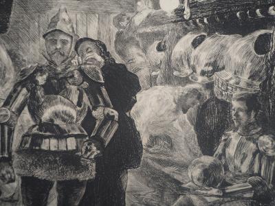 Paul Renouard - Acteurs au repos, 1893 - Gravure originale signée au crayon 2