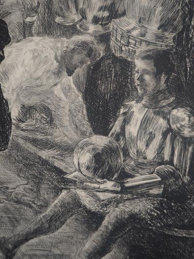 Paul Renouard - Acteurs au repos, 1893 - Gravure originale signée au crayon 2